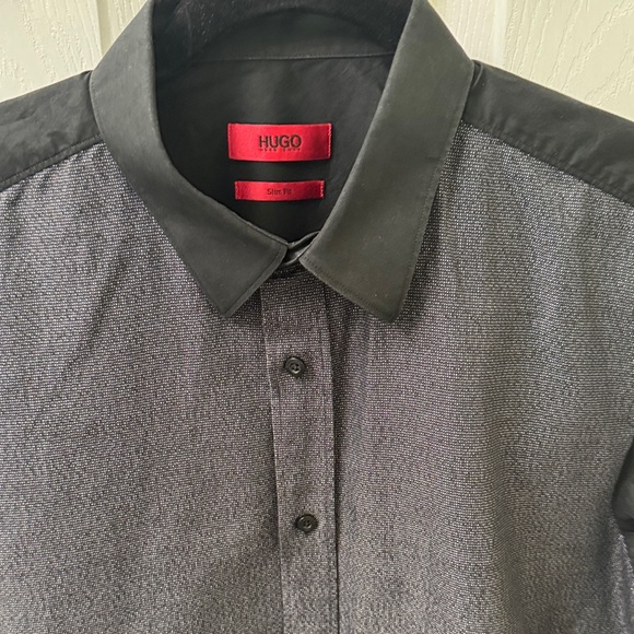 Hugo Boss Black and Gray Men's Dress Shirt - Picture 3 of 4